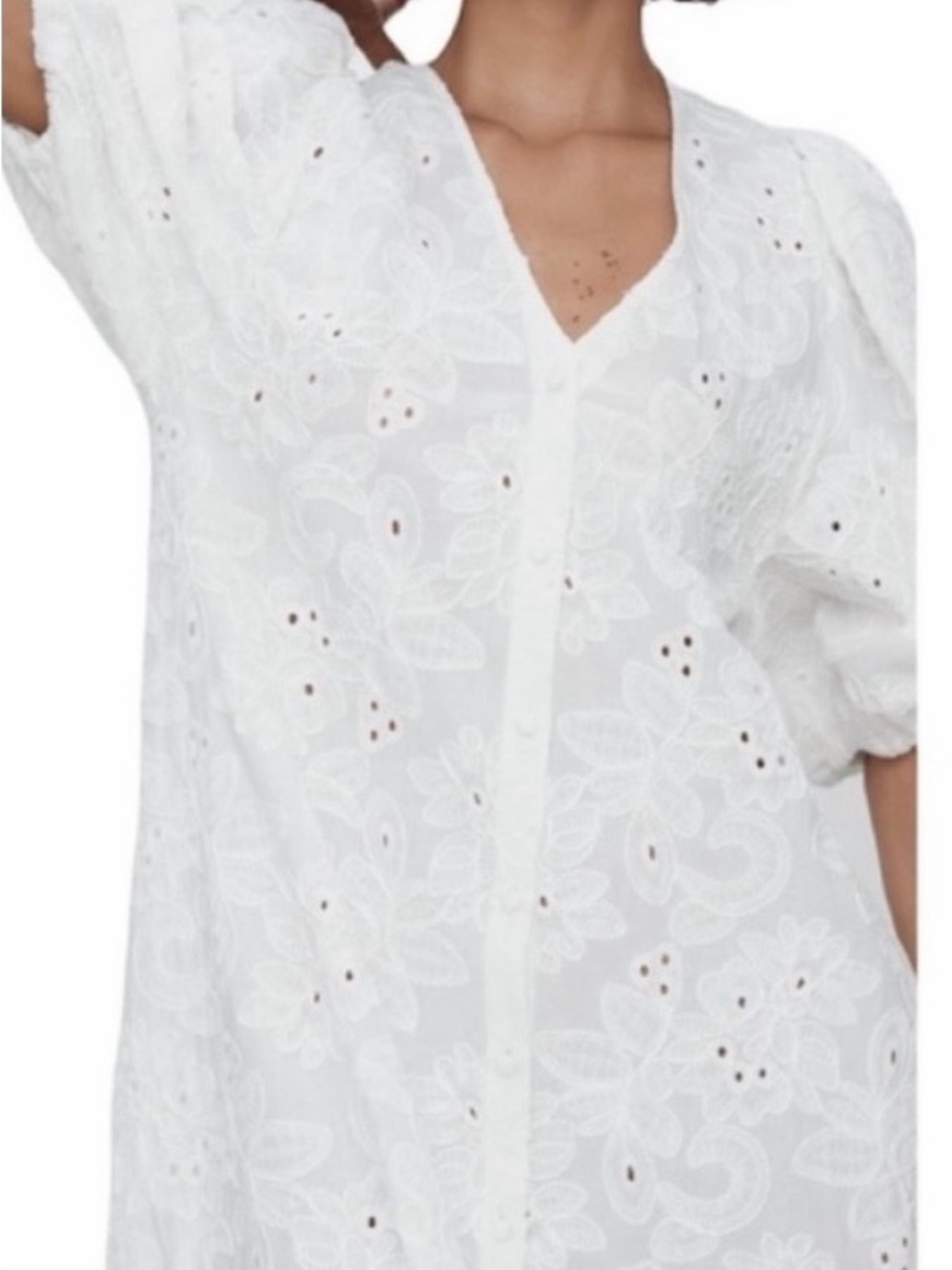 Zara White Eyelet Dress - Picture 2 of 11